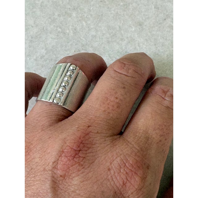 1980s Vintage Sterling Silver Wide Band Ring For Sale - Image 5 of 5