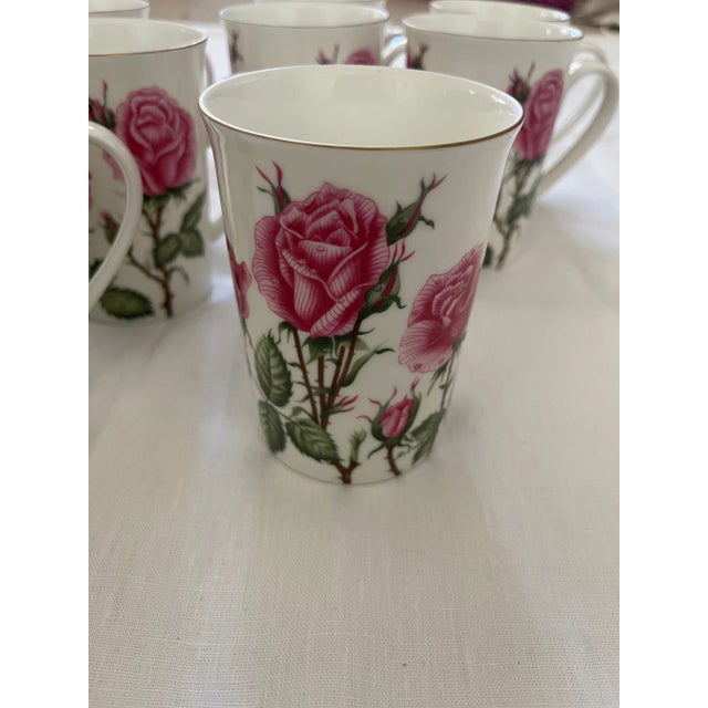 Otagiri Company Otagiri Set of 8 Pink Rose W/24k Gold Rim Coffee/Tea Cups For Sale - Image 4 of 7