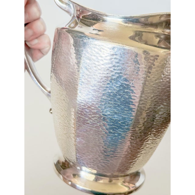 1930s Hammered Nickel Silver Pitcher, Homan Plate W.m. Mount Usa For Sale - Image 13 of 17