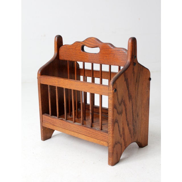 Vintage Wooden Magazine Rack For Sale - Image 4 of 11