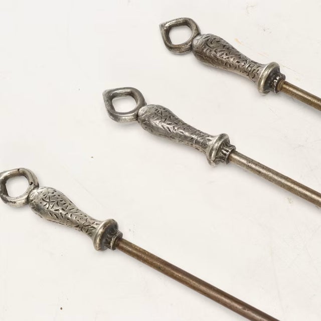 Sheffield Mfg. Co Sheffield Pullman Antique Tudor Rose Fireplace Andirons, Tools & Rack For Sale - Image 4 of 14