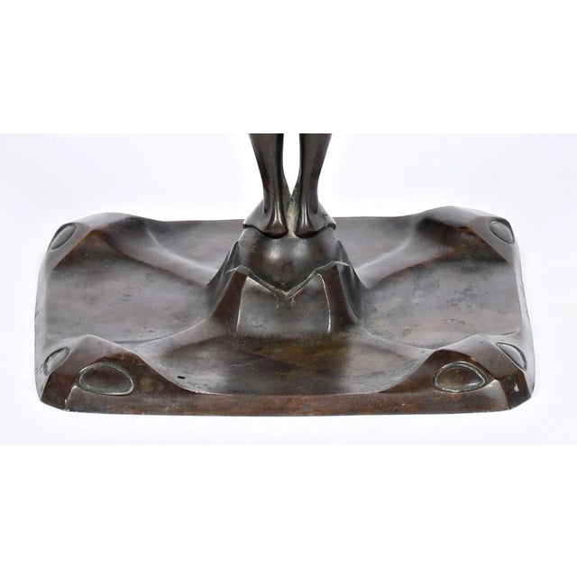 Peter Winter-Heidingsfeld, Large Art Nouveau Standing Mirror with a Naked Youth, Bronze, Around 1900 For Sale - Image 5 of 10