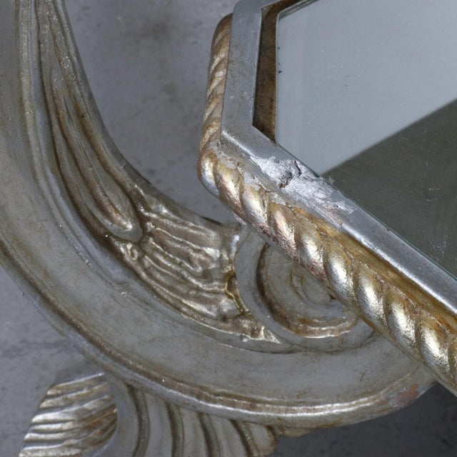 French Floral Eglomise Carved and Mirrored Coffee Table - Maison Jansen Attr. For Sale - Image 12 of 12