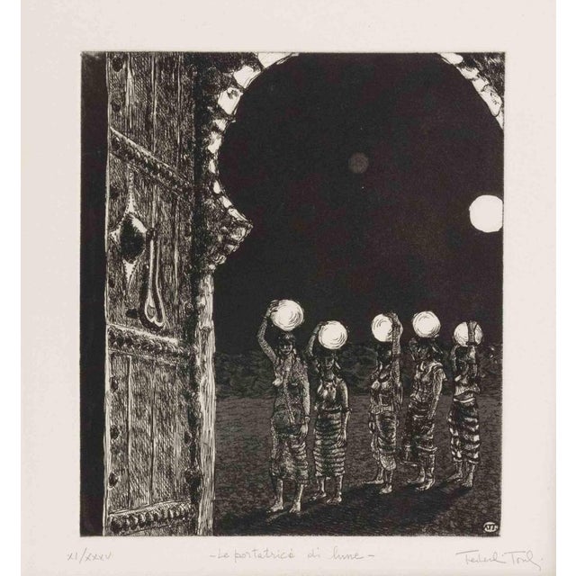 Amedeo Tedeschi Toschi, The Moon Bearers, 1990s, Etching For Sale - Image 3 of 3