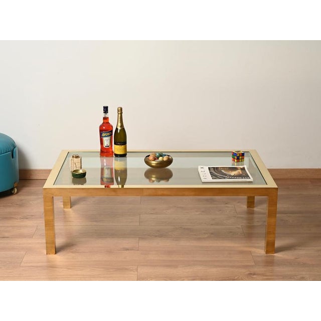 Italian Gilt Brass and Crystal Rectangular Coffee Table, Italy, 1970s For Sale - Image 11 of 13