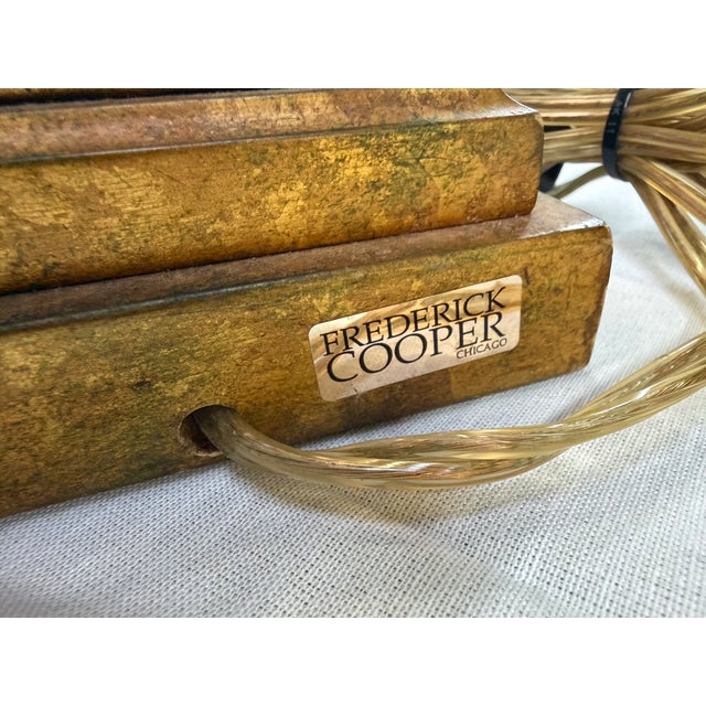 Metal Pair of Vintage Fredrick Cooper Large Floral Column Table Lamps Rare Signed For Sale - Image 7 of 7