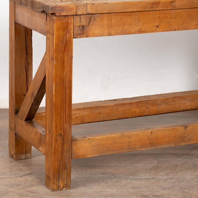 Late 19th Century Rustic Pine Work Table Console Island For Sale - Image 6 of 13