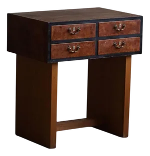 Danish Art Deco Console Table with Drawers in Elm and Burl Wood, 1940s