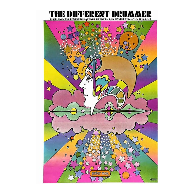 Peter Max Pop Art Poster 2 the Different Drummer1970 For Sale