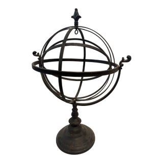 Blackened Steel Armillary Sphere Sculpture For Sale