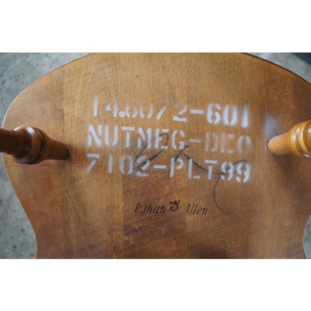 Late 20th Century 6 Ethan Allen Duxbury Maple Colonial Windsor Fiddleback Dining Chairs For Sale - Image 11 of 14