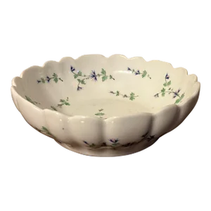 Antique 19th Century Paris Porcelain Sprig Cornflower Centerpiece Fruit or Serving Bowl
