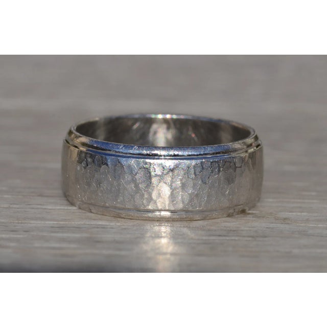 Contemporary The Grayland: Gentlemen's Contemporary Hammered Platinum Wedding Band For Sale - Image 3 of 6