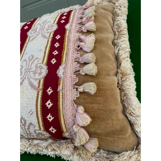 Vintage Needlepoint Pillow For Sale - Image 4 of 11