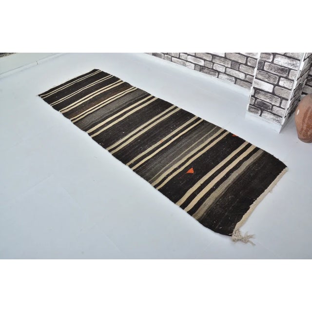Turkish 1950s Anatolian Hallway Stripe Kilim Runner For Sale - Image 3 of 10