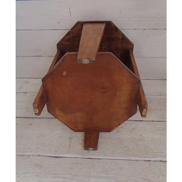 Art Deco Octagonal Walnut Coffee Table with Checkered Top, 1940s For Sale - Image 10 of 11