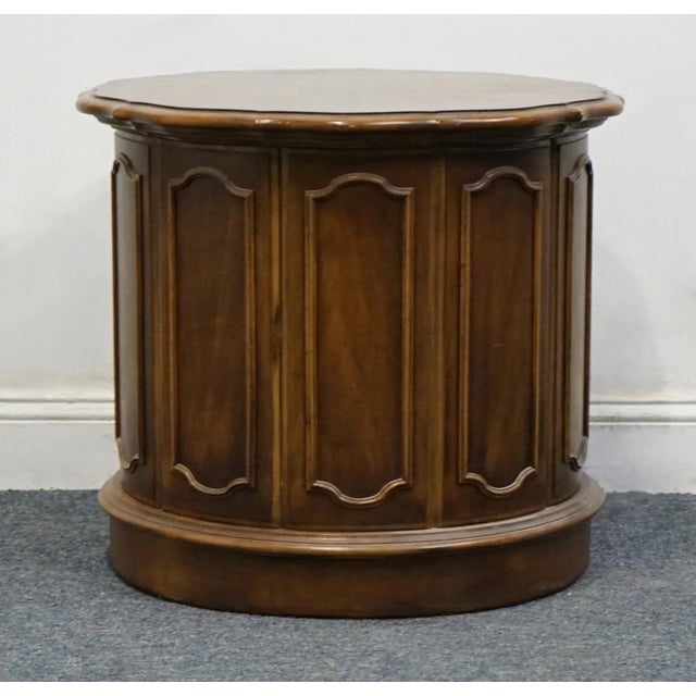 Thomasville Furniture Camille Collection Solid Cherry 26" Round Storage Drum Table 47-9031-310 For Sale - Image 9 of 12