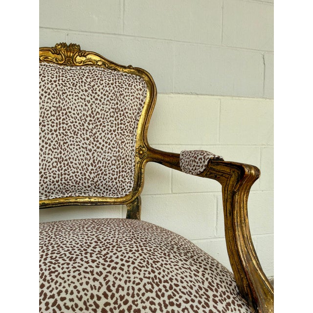 Italian Antique Carved Wood Leopard Print Bergere Chairs Pair For Sale - Image 10 of 10