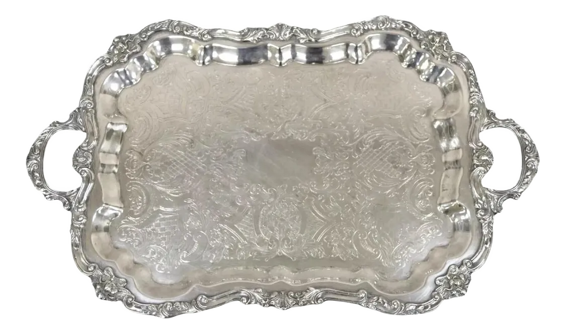 Vintage Sheridan Victorian Scalloped Silver Plated Serving Platter