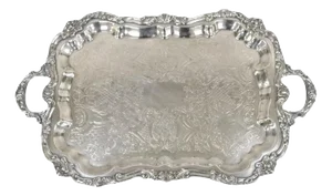 Vintage Sheridan Victorian Scalloped Silver Plated Serving Platter Tray