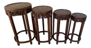 Chinese Export Carved Round Nesting Tables - Set of 4