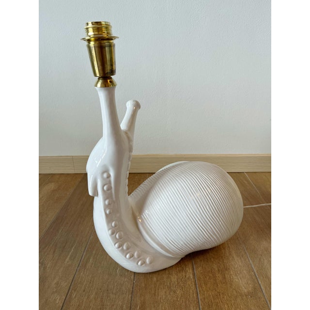 Fornasetti Fornasetti Rare Ceramic Snail Table Lamp For Sale - Image 4 of 14
