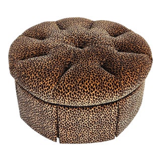 Animal Print Ottoman Tufted by Pearson For Sale