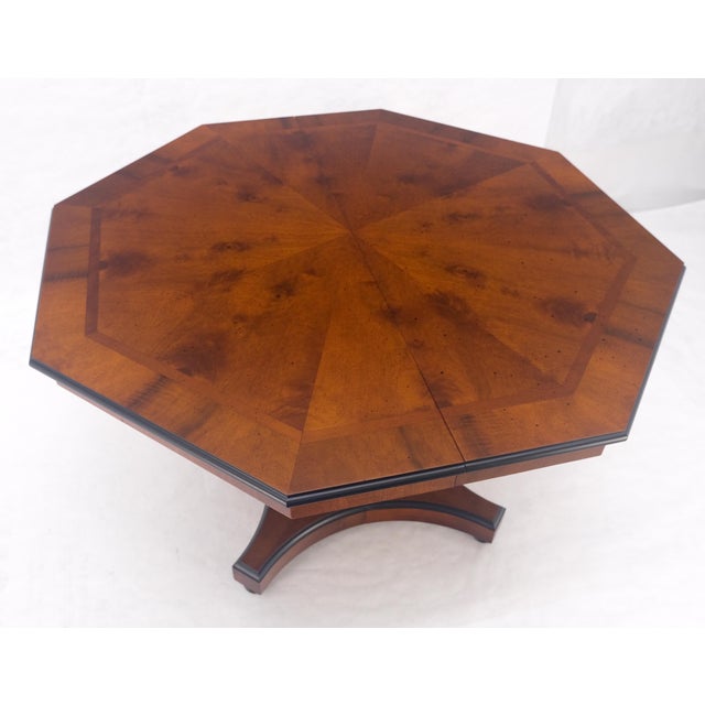 Flame Mahogany Octagon Shape Two 18" Leaves Single Base Dining Table MINT! For Sale - Image 6 of 15