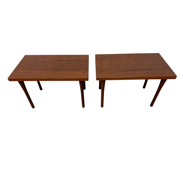 Vejen Polstermøbelfabrik Mid-Century Danish Modern Vejen Teak Side Tables - Set of 2 - Refinished! For Sale - Image 4 of 7