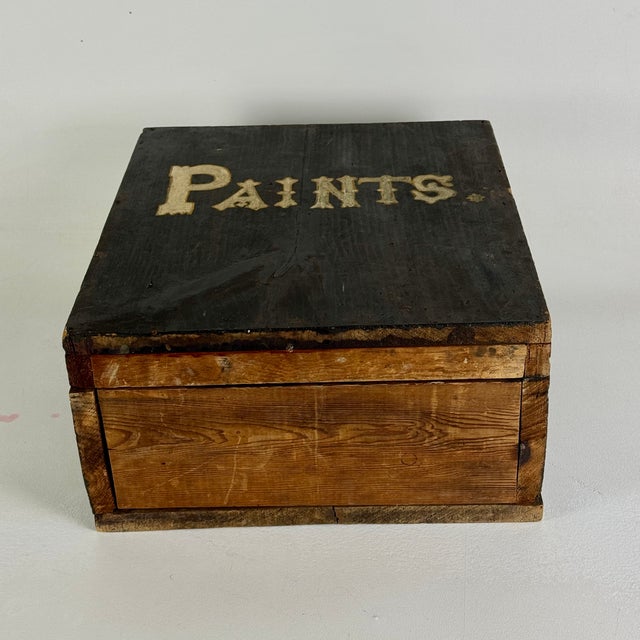 Epic 19th Century Painters Wooden Cupboard Box With Hand Painted Label and Construction For Sale - Image 9 of 17