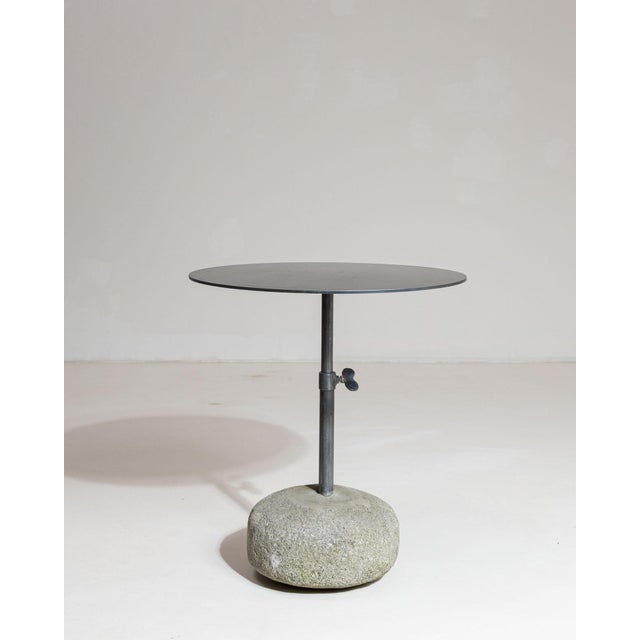 21st Century Poland Deep Charcoal Grey Round Stone-Base Side Table For Sale In Greensboro - Image 6 of 10