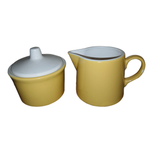 1960s Vintage Mid-Century Modern Jubilee by Royal Gold and White Sugar Bowl and Creamer Set