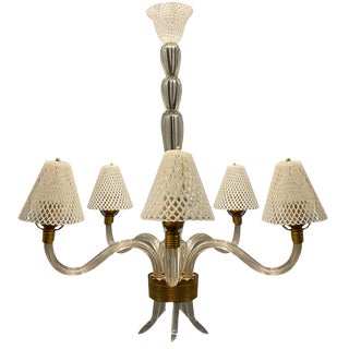 Reticello Murano Glass 1920/40s Chandelier from Venini, 1940s For Sale