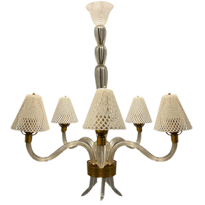 Reticello Murano Glass 1920/40s Chandelier from Venini, 1940s