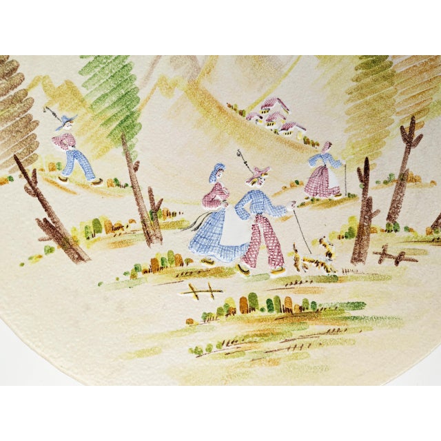 Large ceramic plate, hand-decorated by Lina Poggi Assalini for CE-AS, in Albisola Marina, Italy. The style and technical...