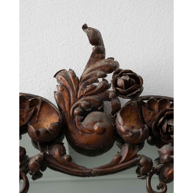 Italian Wrougt Iron Neo Baroque Mirror Italy Mid 20th Century For Sale - Image 9 of 11