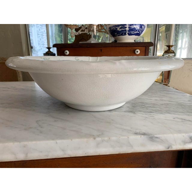 Here we have a beautiful antique warranted ironstone bowl. Once part of a set, the pitcher is long gone. Pretty green...