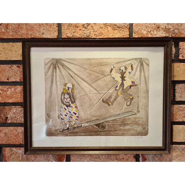 Emil Pelz, Clowns at the Circus Emil Pelz, 1988, Etching and Aquatint For Sale - Image 4 of 12
