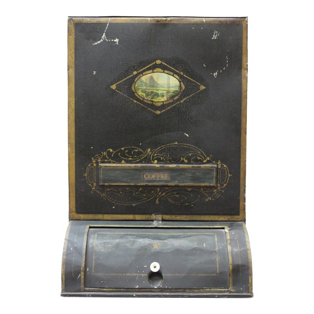 Hand Painted Coffee Tin For Sale