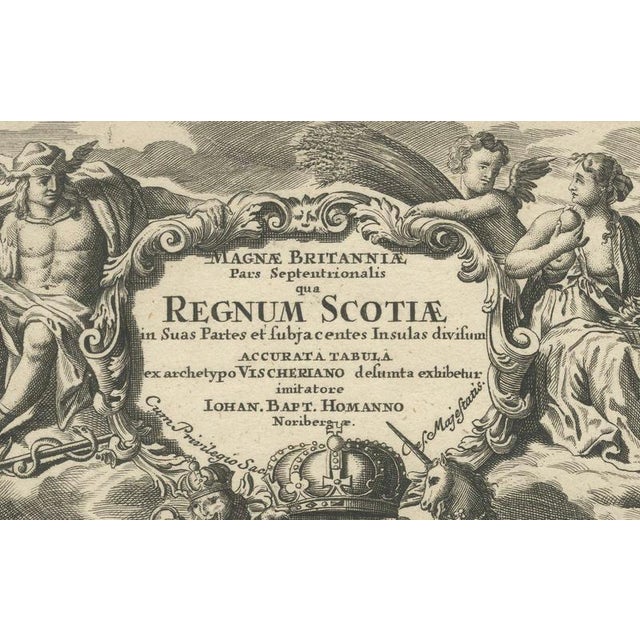 Baroque Antique Map of Scotland by Johann Baptist Homann, 1710 For Sale - Image 3 of 17
