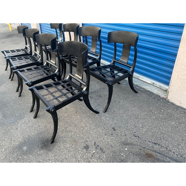 Modern Mid-Century Style Klismos Patio Dining Chairs - 8 For Sale - Image 13 of 16