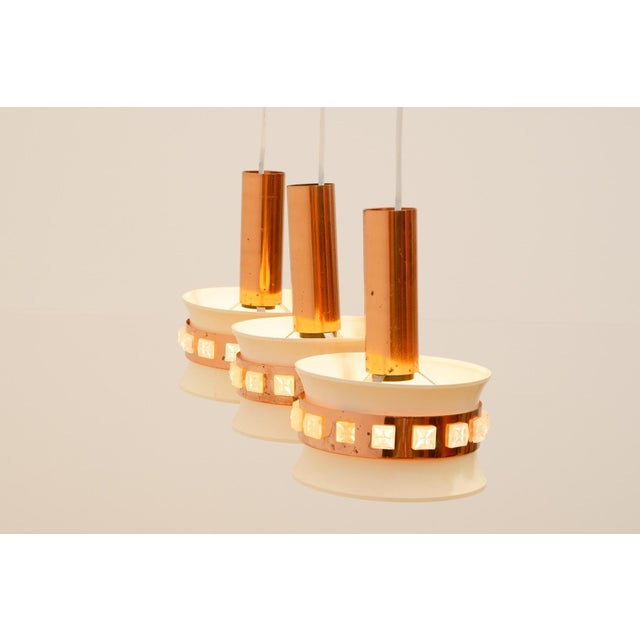 Vintage Hanging Lamp with Three Cut Glass Lampshades from Kamenický Šenov, 1970s For Sale - Image 14 of 17