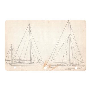 1940s Maine Marine Architectural Drawing on Paper For Sale