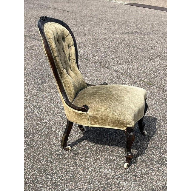 White Victorian Chair with White Porcelain Castors For Sale - Image 8 of 11