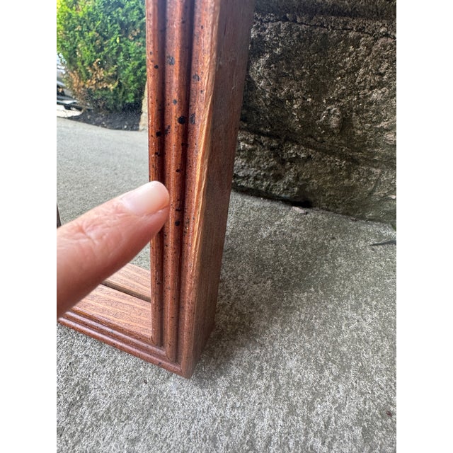 Brown Small Vintage Wooden Wall Mirror For Sale - Image 8 of 12