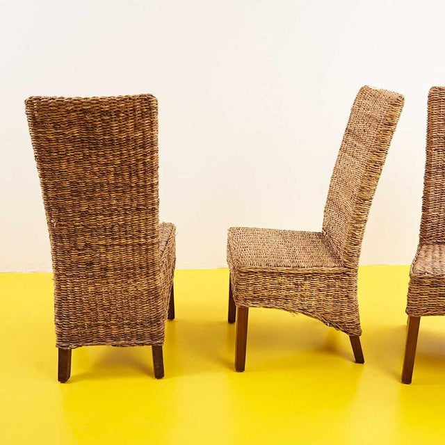 Brown Wicker Chairs, 1970s, Set of 3 For Sale - Image 8 of 9