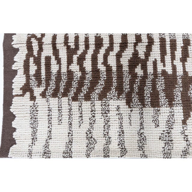"Timberline" Modern Abstract Linear Striation Ivory With Charcoal Rug For Sale - Image 4 of 9