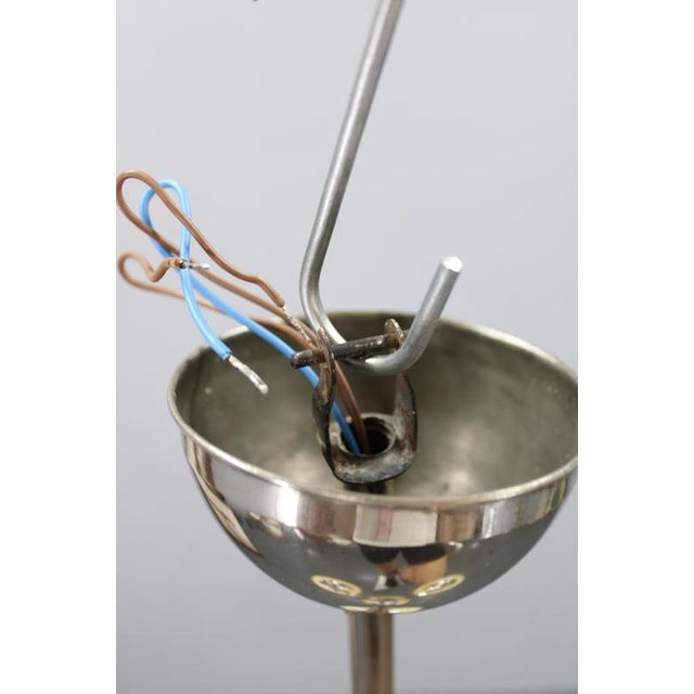 Art Deco Nickel Pendant Light with Cream Glass Cylinders, 1930s For Sale - Image 12 of 15