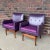 Jens Risom Swivel Base Arm Chairs Purple Leather For Sale - Image 12 of 12