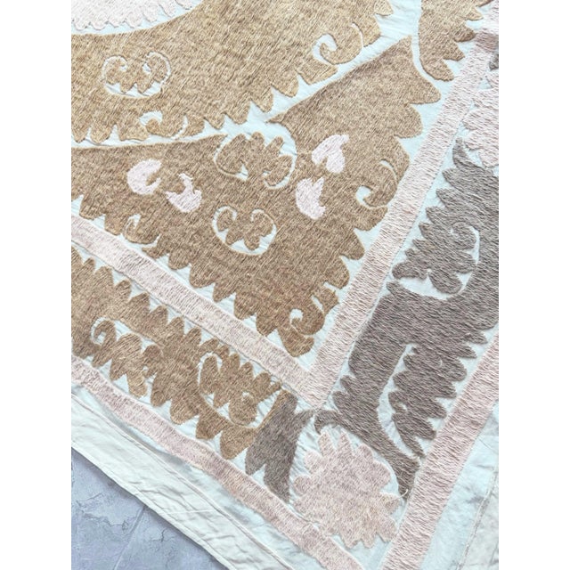 Mid-Century Modern Vintage Hand-Embroidered Terracotta Suzani From Uzbek For Sale - Image 3 of 8